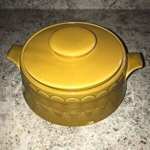 Vintage Sheffield Granada Gold Bean Pot Casserole Dish w/ Lid Homer Laughlin MCM